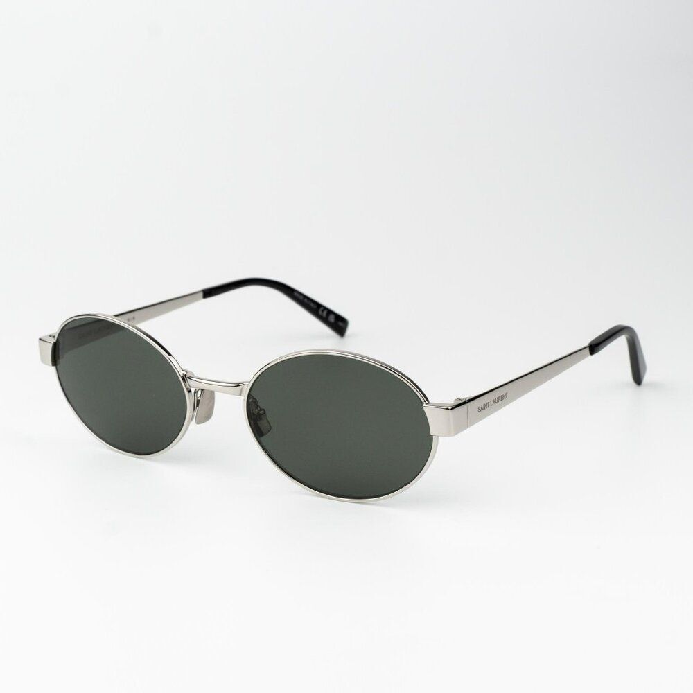 Saint Laurent Men Sunglasses Silver Grey Oval Sl692 002 Brand New
